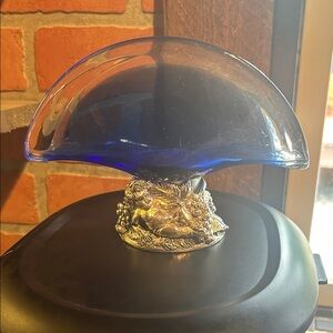 Elegant Blue Glass Art Sculpture